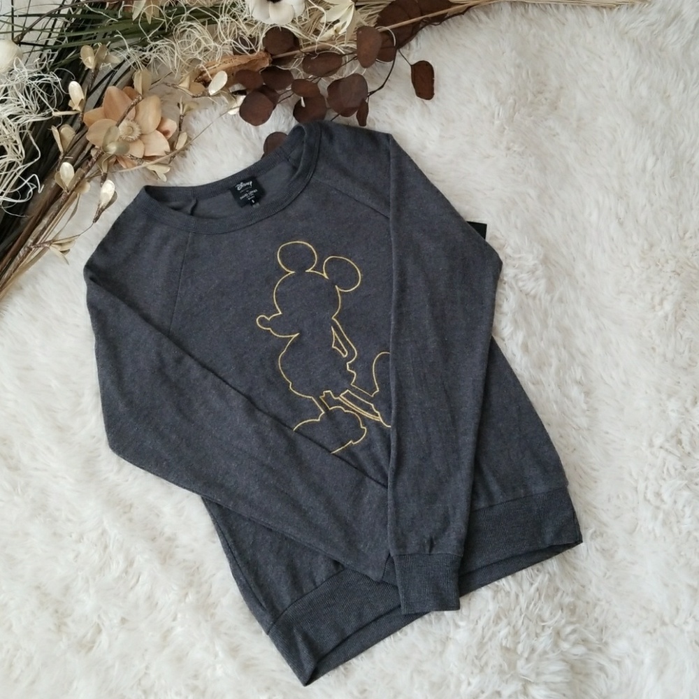 David Lerner Mickey Mouse Embroidery Sweatshirt